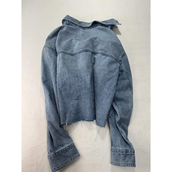 Aerie Denim Jacket Large Cropped Boho Western Blue Cotton - Picture 7 of 7
